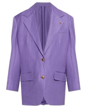 Versace Single-Breasted Oversized Blazer - Purple