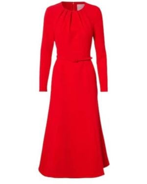 Carolina Herrera Belted Crêpe Midi Dress - Red