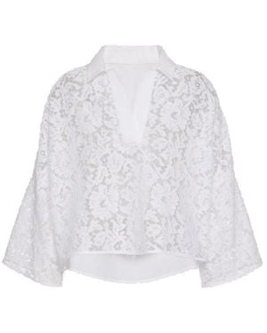 Valentino Lace Cropped Blouse - White