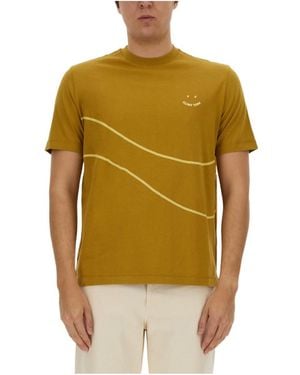Paul Smith Ps Paul Smith Logo Detailed Crewneck T-Shirt - Yellow