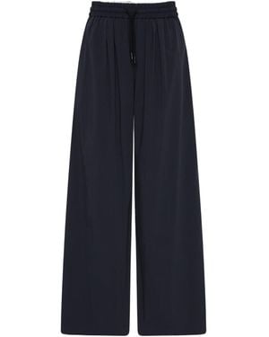 St. Agni Cotton-Blend Poplin Wide-Leg Pants - Blue