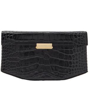 TOTEME Crocodile-Embossed Leather Shoulder Bag - Black