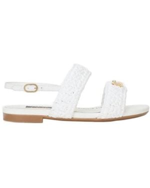 Dolce & Gabbana Crocheted Leather Sandals - White