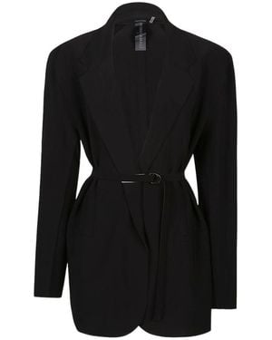 Norma Kamali Notched-Lapel Belted Blazer - Black