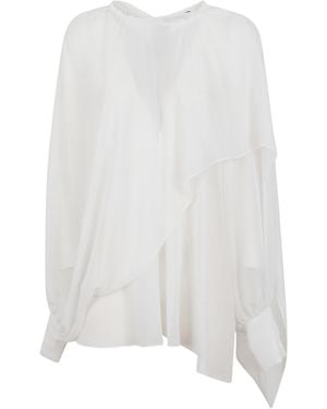 Gianluca Capannolo Draped Long-Sleeve Top - White
