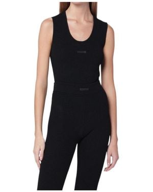 Fear Of God Logo Patch Ribbed Top - Black