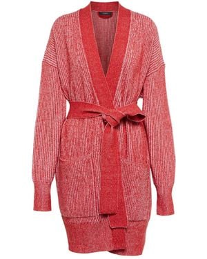 JOSEPH V-Neck Knitted Sweater With Tie - Red