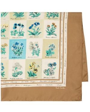 Paul Smith Garden Stamp Printed Scarf - Blue