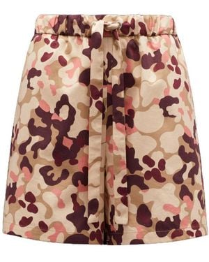 Moncler Tie-Waist Camouflage-Print Shorts - Brown