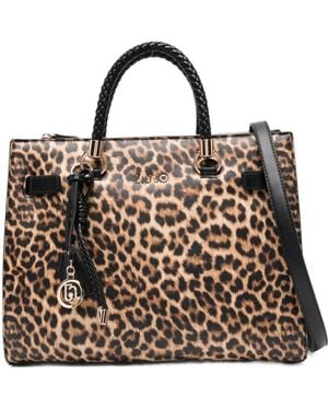 Liu Jo Leopard Print Top-Handle Tote Bag - Brown