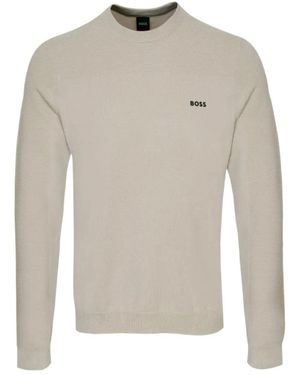 BOSS Ribbed Crew-Neck Sweater - White