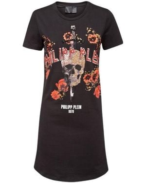 Philipp Plein Logo Details T-Shirt Dress - Black