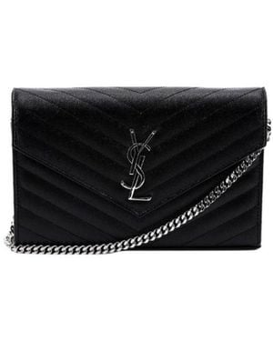 Saint Laurent Monogram Chain Wallet - Black
