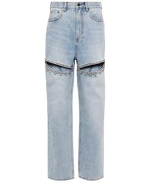 Area Crystal-Embellished Straight Jeans - Blue