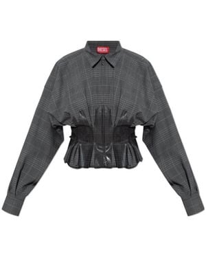 DIESEL C-Anbu Plaid Long-Sleeved Shirt - Gray