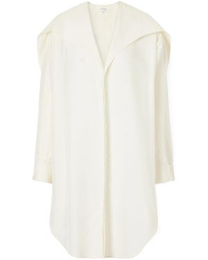 Bottega Veneta Point-Collar Mini Shirt Dress - White