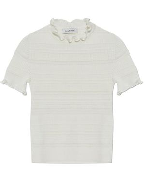 Lanvin Knitted Ruffled T-Shirt - White