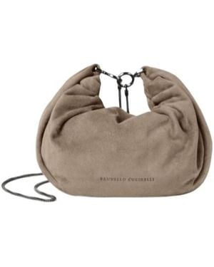 Brunello Cucinelli Brioche Precious Chain Hobo Bag - Metallic