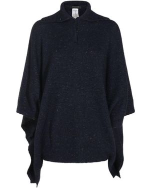 Fabiana Filippi Buttoned Collar Cape - Blue