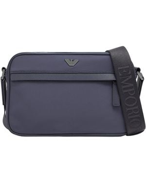 Emporio Armani Logo-Plaque Messenger Bag - Blue