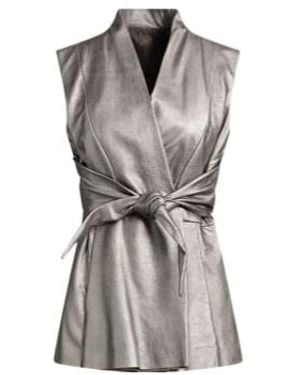Rick Owens Metallic Luster Sleeveless Leather Vest - Grey
