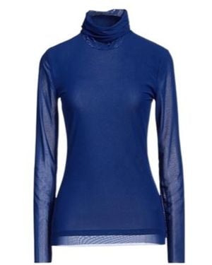 Ganni High-Neck Long-Sleeved T-Shirt - Blue
