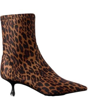 Stuart Weitzman Leopard-Print Scuba Ankle Boots - Brown