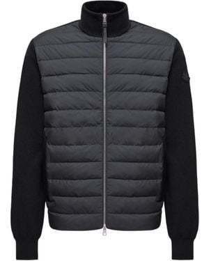 Moncler Padded Wool Cashmere Zip-Up Cardigan - Black