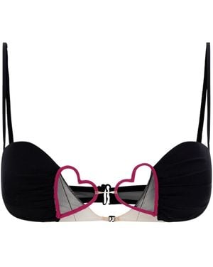 Nensi Dojaka Heart-Motif Underwire Bra - Black
