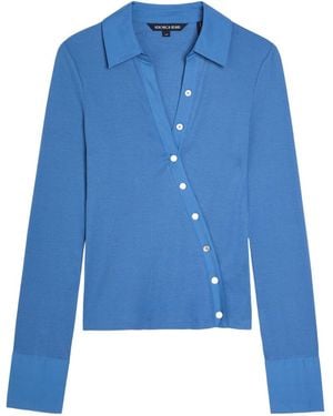 Veronica Beard Button-Effect Cotton-Blend Top - Blue