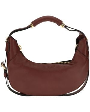 Moschino Crescent Leather Shoulder Bag - Brown