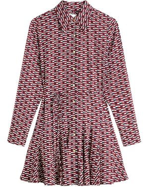 Tommy Hilfiger Self-Belted Slim-Fit Mini Shirt Dress - Red