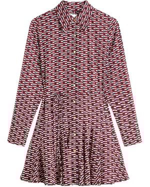 Tommy Hilfiger Self-Belted Slim-Fit Mini Shirt Dress - Red