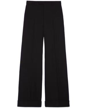 Gucci Wide Leg Gabardine Tailored Trousers - Black