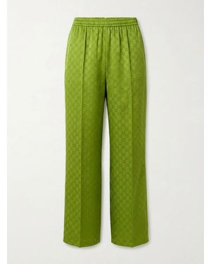 Gucci Gg Jacquard Elastic Waistband Pants - Green