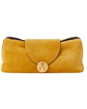 Versace Vivian Suede Clutch - Yellow
