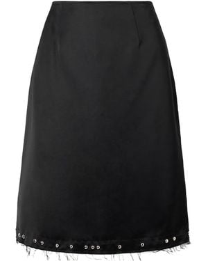 Wales Bonner Iris Studded Frayed Satin Skirt - Black