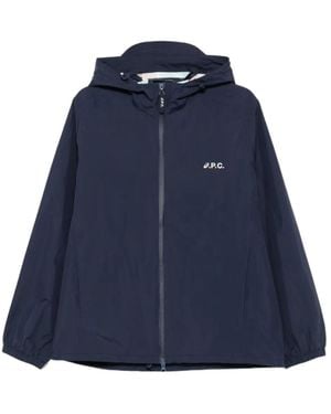 A.P.C. X Asics Logo Printed Hooded Jacket - Blue
