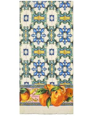 Dolce & Gabbana Printed Silk Scarf - Blue