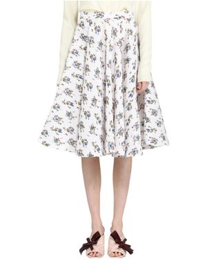 N°21 Floral-Print Pleated Midi Skirt - White