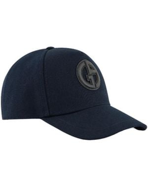 Giorgio Armani Logo Embroidered Cap - Blue