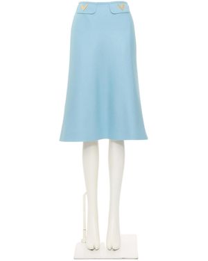 Valentino Logo Plaque High Waisted Midi Skirt - Blue