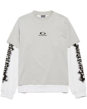 Balenciaga Logo Double-Layer T-Shirt - Grey