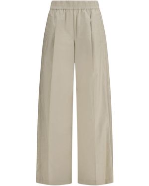 Brunello Cucinelli Elasticated Palazzo Trousers - Natural