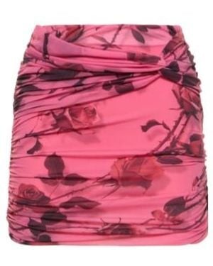 Blumarine Rose-Printed Draped Skirt - Pink
