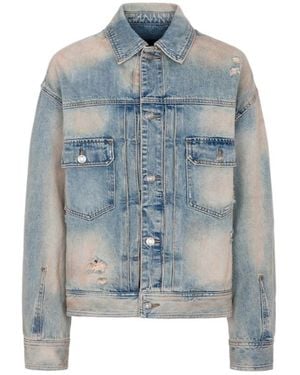 Juun.J Distressed-Effect Denim Jacket - Blue