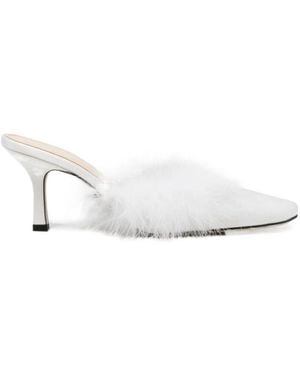 Mach & Mach Slip-On High-Heeled Mules - White