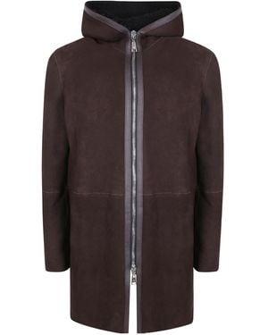 Tagliatore Wilson Hooded Zip Coat - Brown