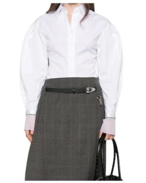 Brunello Cucinelli Puff-Sleeve Button-Down Shirt - White