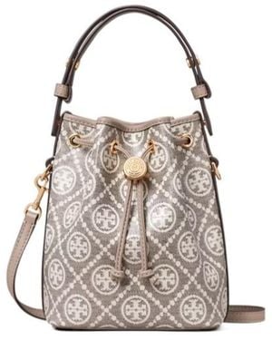 Tory Burch Logo-Jacquard Bucket Bag - White